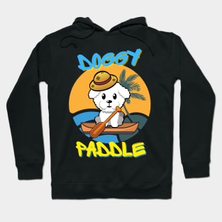 Cute furry Dog is paddling on a boat Hoodie